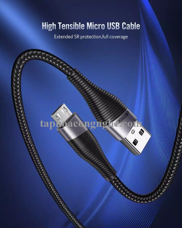 Ugreen 50872 0.5M màu Xám Cáp sạc truyền dữ liệu USB 2.0 sang MICRO USB đầu mạ thiếc ED017 30050872